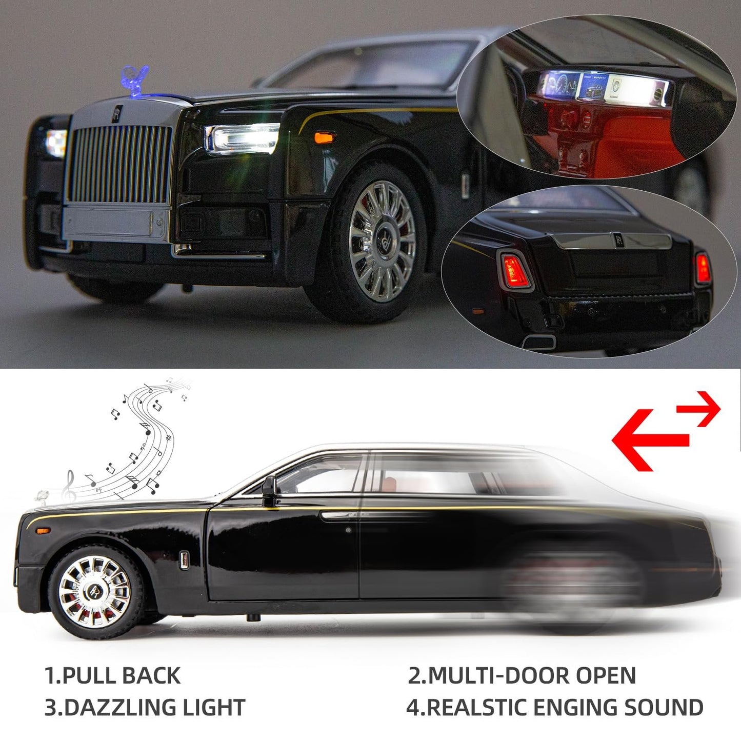 🚗Collectible Luxury: 1/32 Rolls-Royce Phantom Model Car -