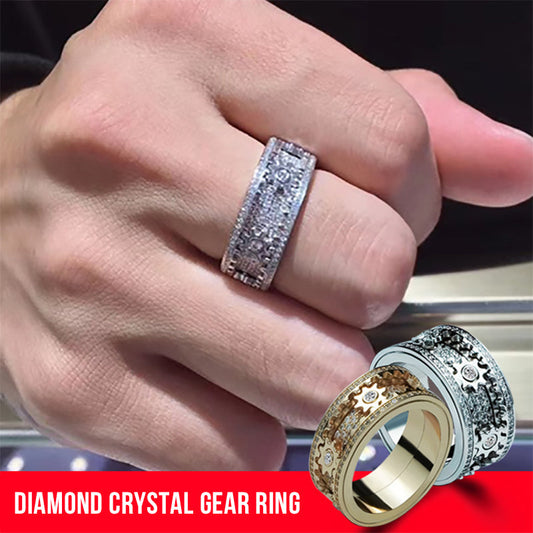 💎Sparkle with Style: Diamond Crystal Gear Ring - Elevate Your Look Now!💍