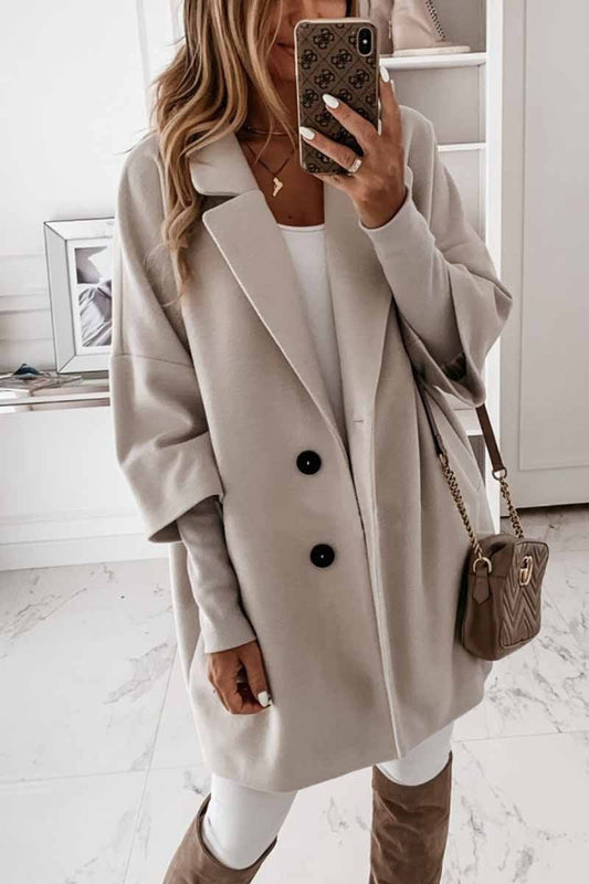 Chic and Versatile: Solid Color Lapel Coat with Pocket and Buttons