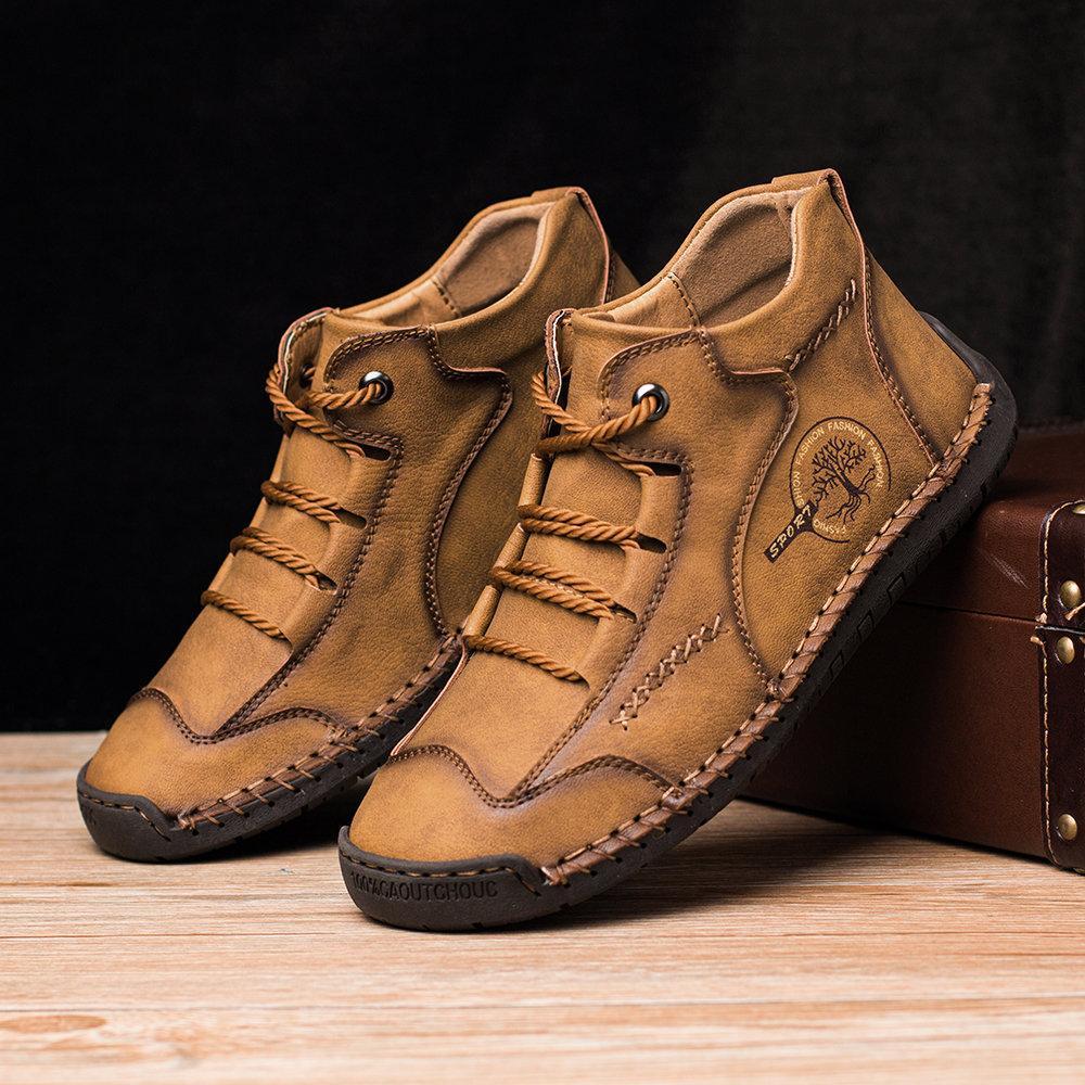 Stylish Handcrafted Vintage Microfiber Leather Ankle Boots for Men