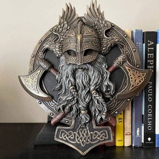 🪓Elevate Your Home with the Majestic Retro Viking Berserker Double Axe Wall Decorative Plaque