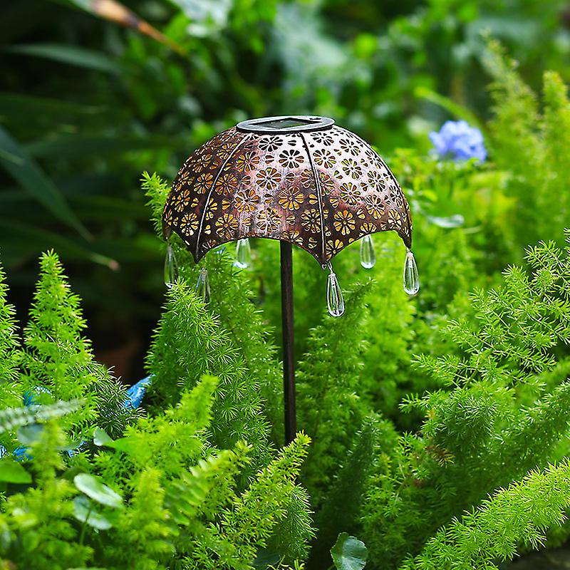 Illuminate Your Garden with Vintage Metal Umbrella Lights - Waterproof and Decorative Solar Spotlights