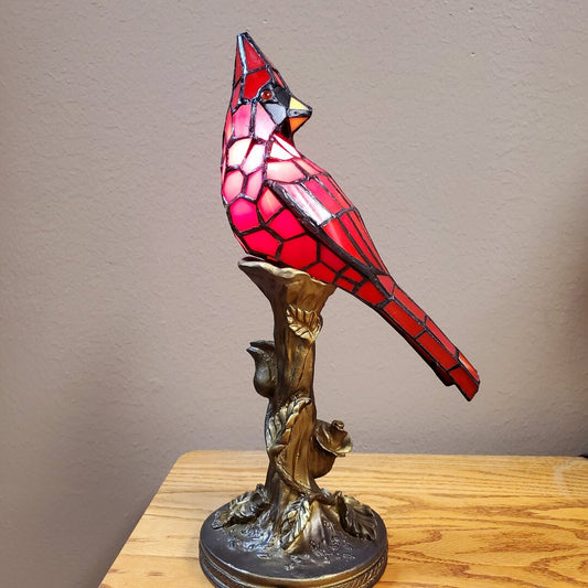 Illuminate Your Home with the Handmade Cardinal Bird Lighted Art Lamp!