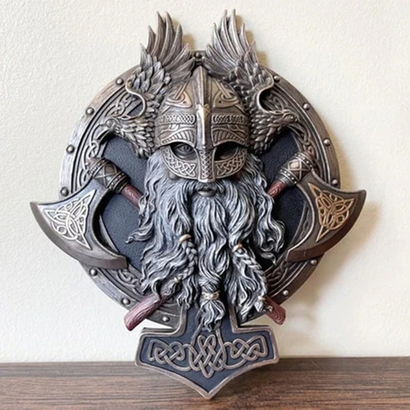 🪓Elevate Your Home with the Majestic Retro Viking Berserker Double Axe Wall Decorative Plaque