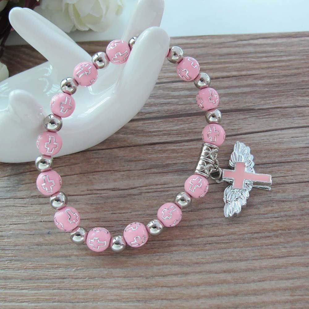 Heavenly Cross Bracelet with Angel Wings