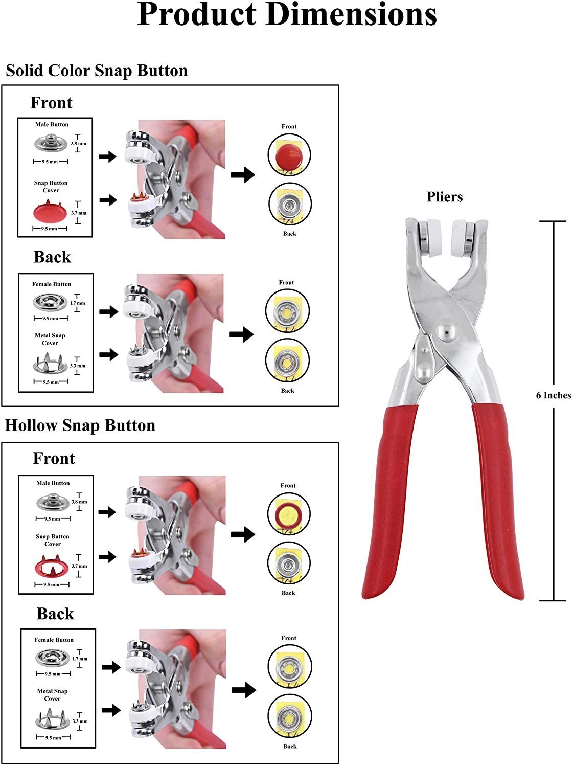 🔒Secure and Stylish: Metal Snap Buttons with Fastener Pliers Press Tool Kit