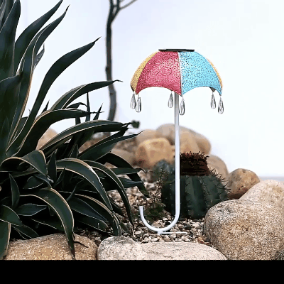 Illuminate Your Garden with Vintage Metal Umbrella Lights - Waterproof and Decorative Solar Spotlights