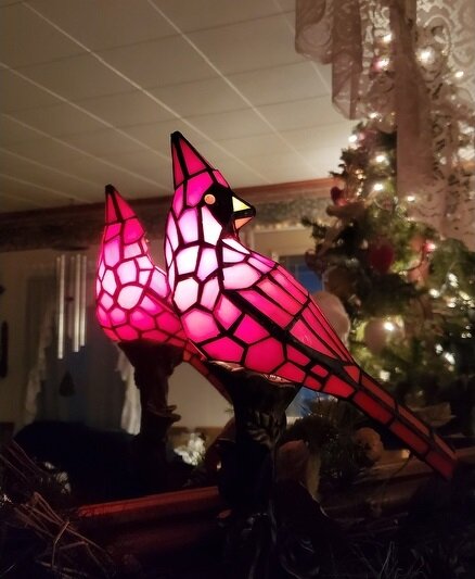 Illuminate Your Home with the Handmade Cardinal Bird Lighted Art Lamp!