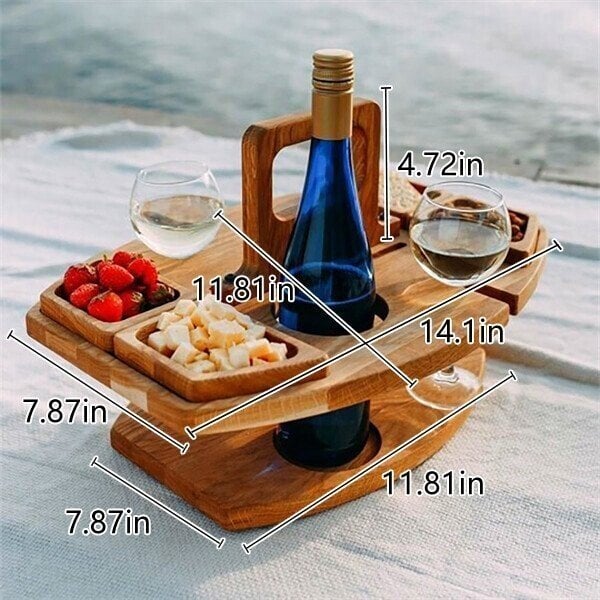 Elevate Your Picnic Experience with the Portable Wooden Outdoor Wine Table