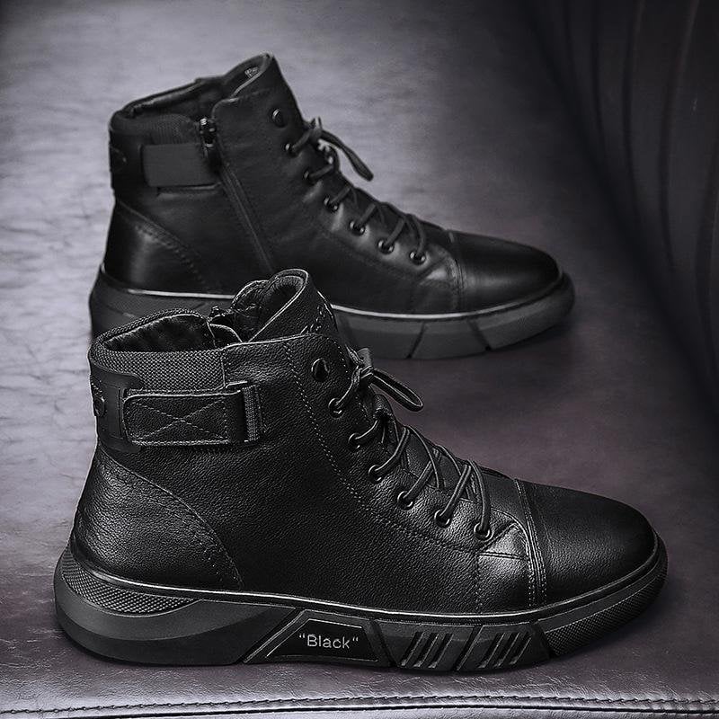Italian Leather High-Top Martin Boots with 48% Discount