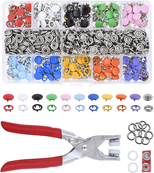 🔒Secure and Stylish: Metal Snap Buttons with Fastener Pliers Press Tool Kit