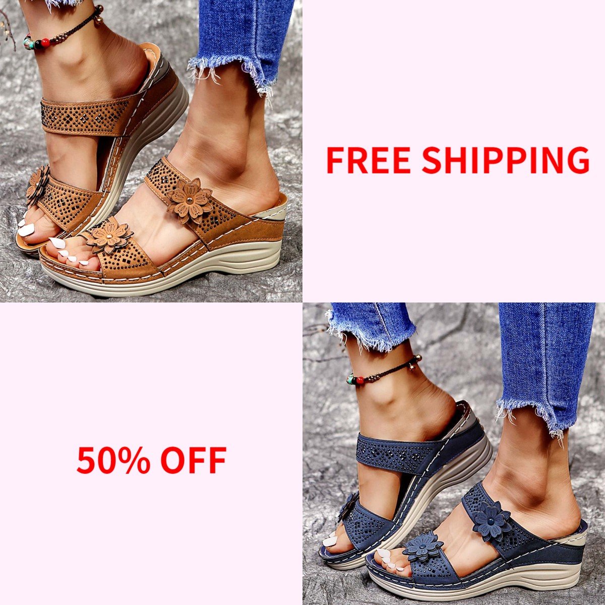 🌸 Flower Power! Save 20% on Women's Soft Floral Wedge Sandals 🌸