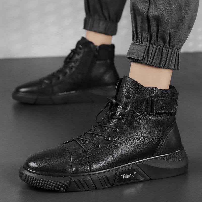 Italian Leather High-Top Martin Boots with 48% Discount