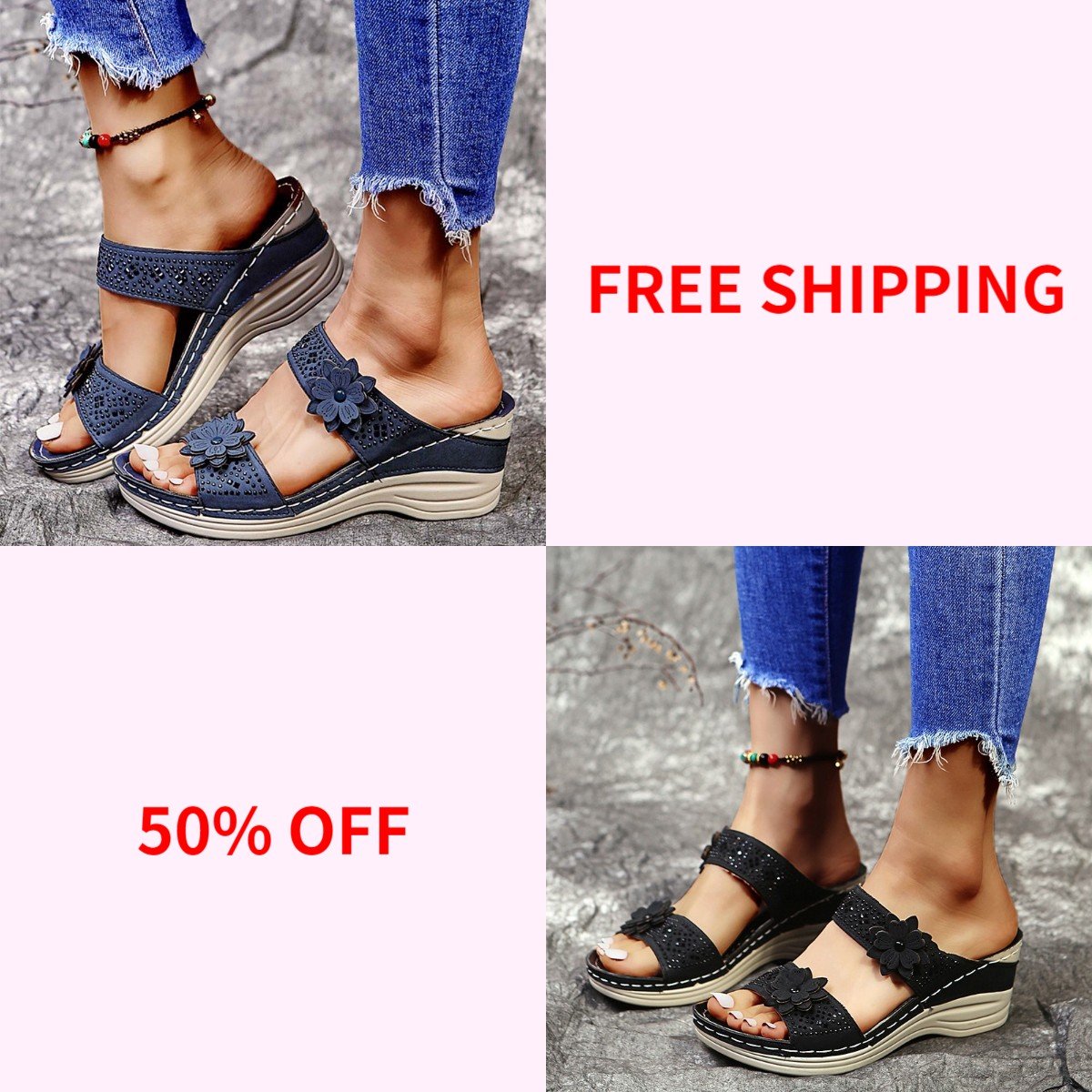 🌸 Flower Power! Save 20% on Women's Soft Floral Wedge Sandals 🌸