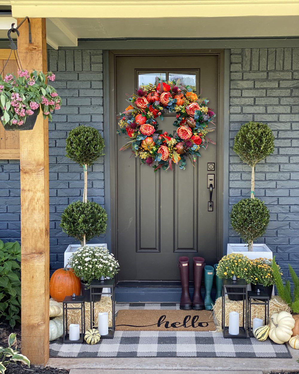 🔥Last Day 49% OFF🔥 Fall Peony and Pumpkin Wreath - Year Round Wreath