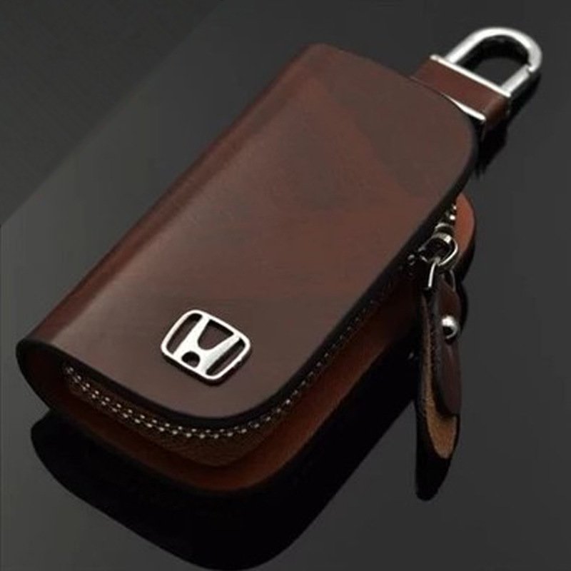 🔥Limited Time Offer🔥 Premium Car Logo Leather Wood Grain Key Case - Protect and Elevate Your Car Keys!