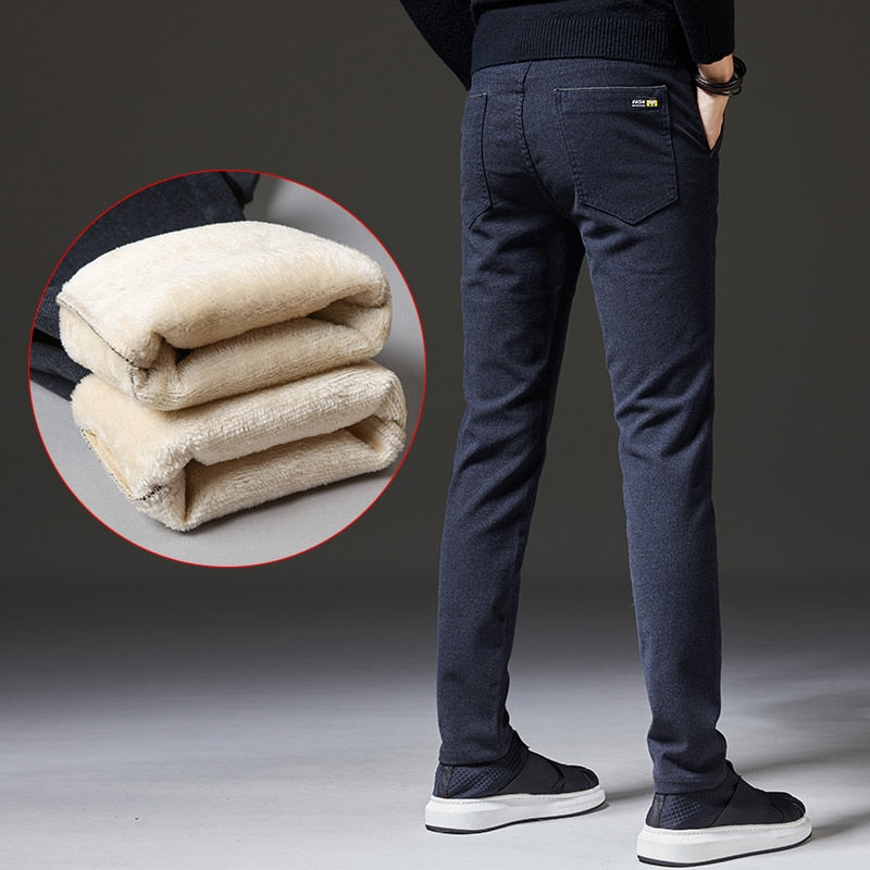 Stay Warm and Stylish with Topher Men's Thick Trousers - Embrace Cold-Weather Fashion