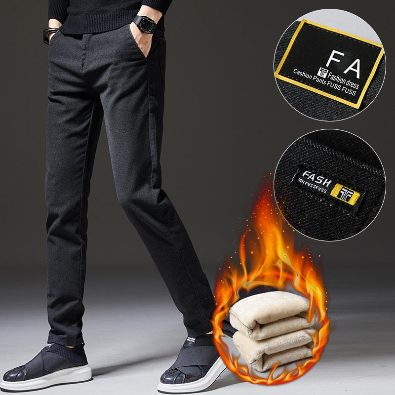 Stay Warm and Stylish with Topher Men's Thick Trousers - Embrace Cold-Weather Fashion
