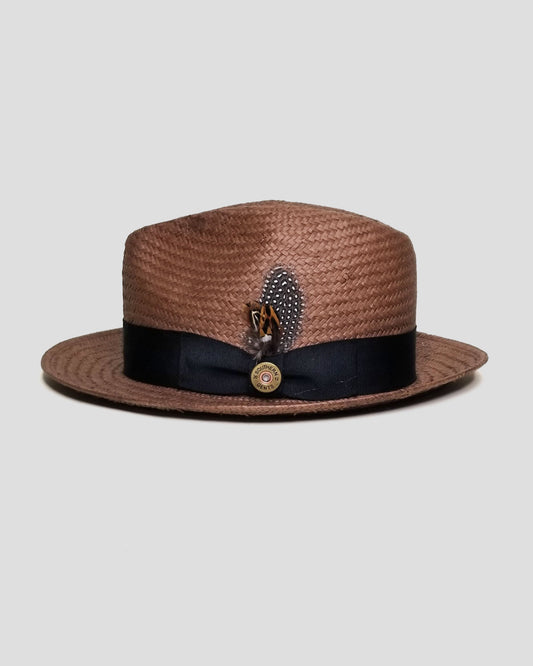 Elevate Your Style with the Miller Ranch Straw Trilby Fedora - Coffee [Fast Shipping and Box Packing]