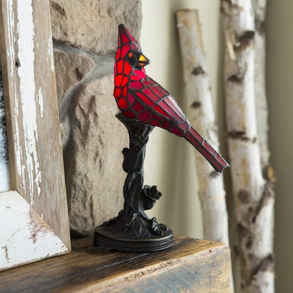 Illuminate Your Home with the Handmade Cardinal Bird Lighted Art Lamp!