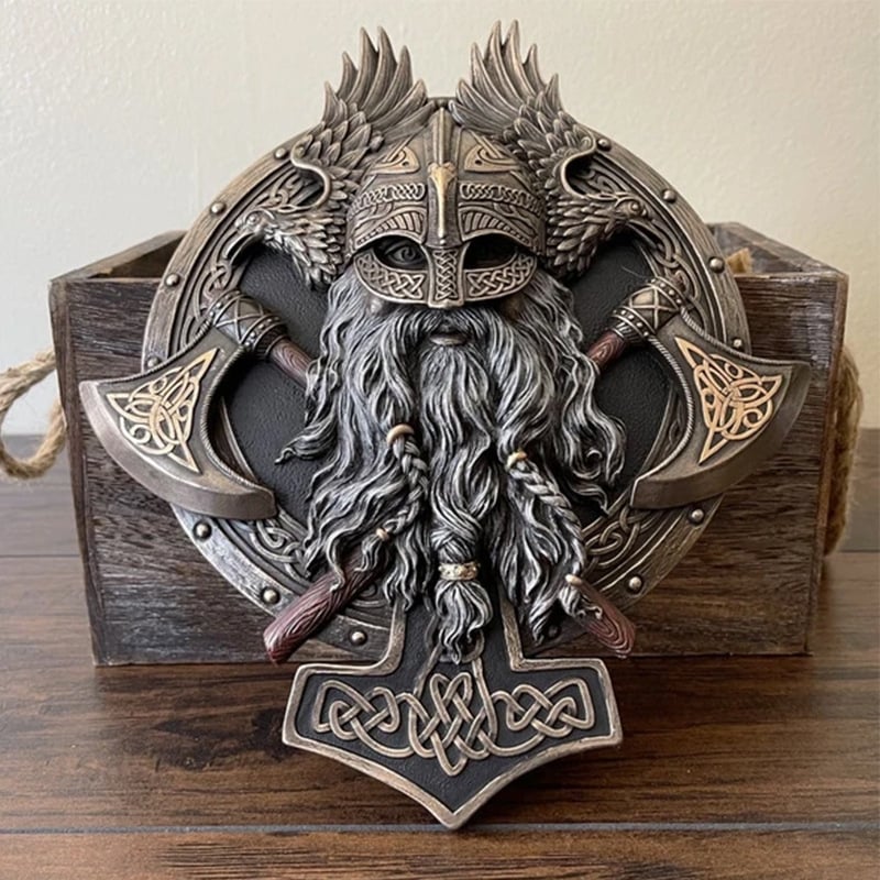 🪓Elevate Your Home with the Majestic Retro Viking Berserker Double Axe Wall Decorative Plaque