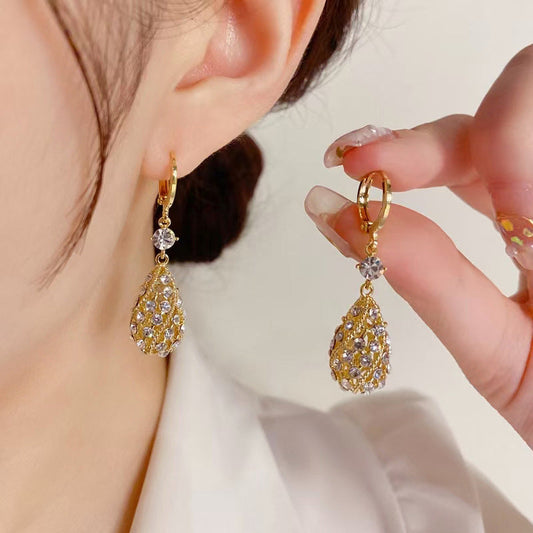 Fashionable Diamond Water-Drop Earrings