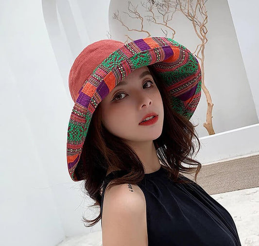 Stylish Wide Brim Cotton and Linen Summer Hat