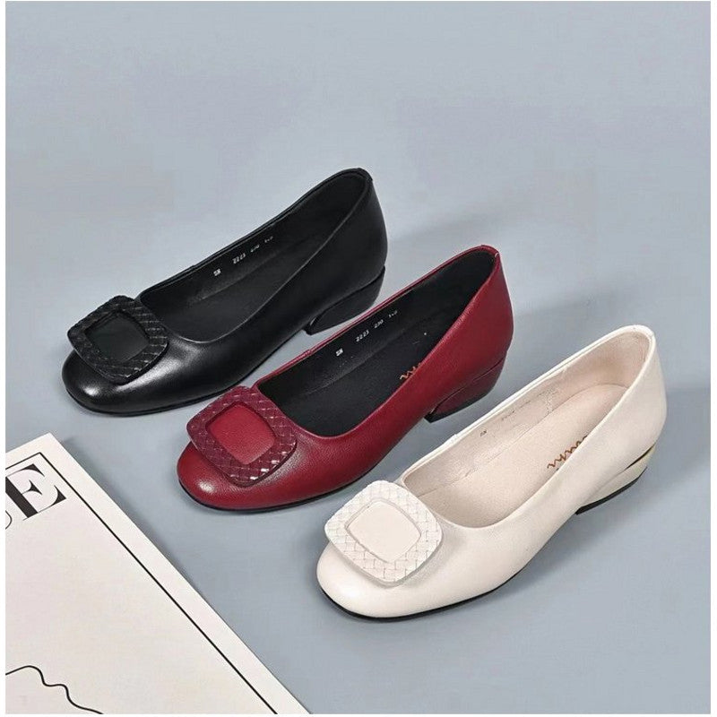 Step Up Your Style with the New 2023 Soft Surface Comfortable Thick Heel Round Toe Shoes