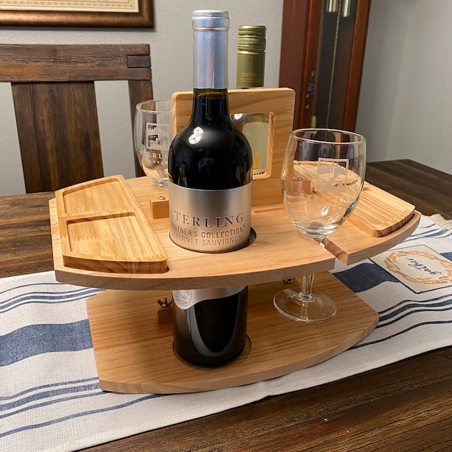 Elevate Your Picnic Experience with the Portable Wooden Outdoor Wine Table