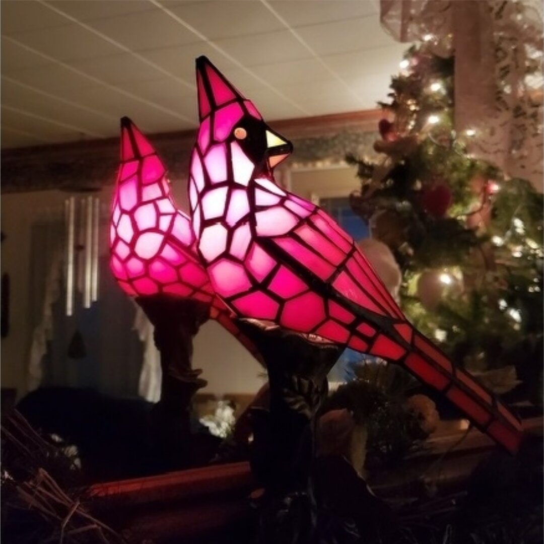 Illuminate Your Home with the Handmade Cardinal Bird Lighted Art Lamp!