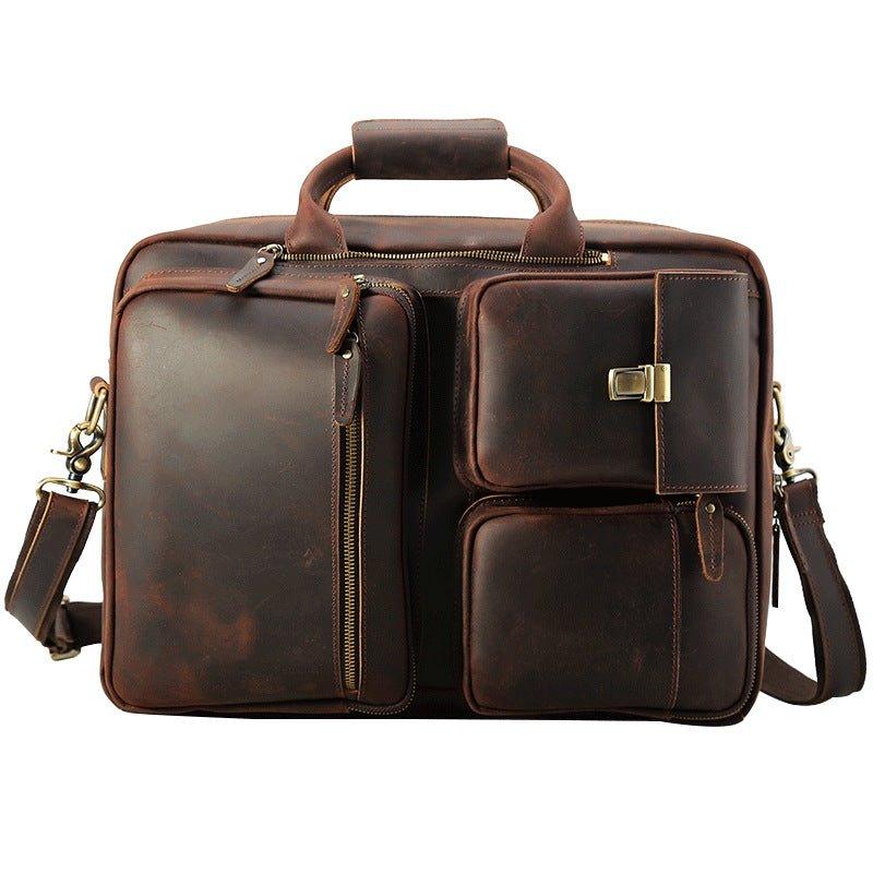 Convertible Leather Backpack Briefcase for 15.6