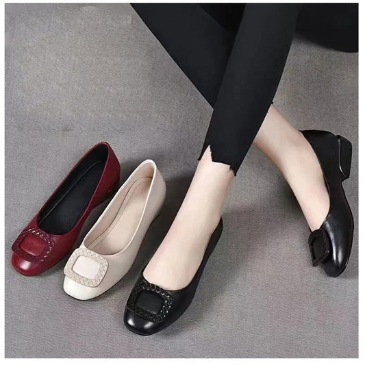 Step Up Your Style with the New 2023 Soft Surface Comfortable Thick Heel Round Toe Shoes