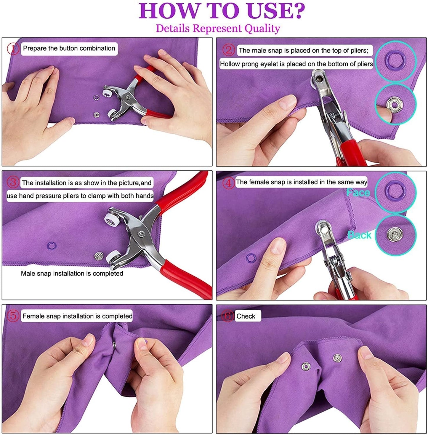 🔒Secure and Stylish: Metal Snap Buttons with Fastener Pliers Press Tool Kit