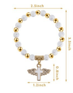 Heavenly Cross Bracelet with Angel Wings